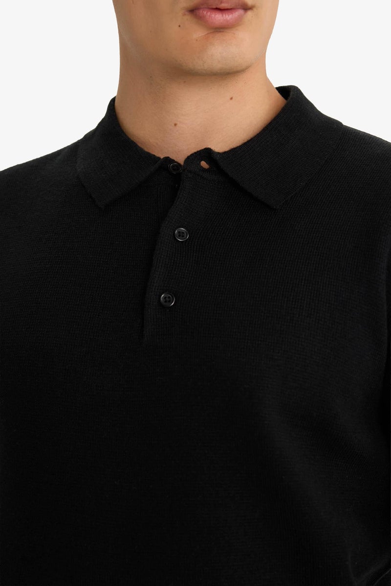 DeFacto Black Man Standard Fit Polo Collar Knitwear Pullover Casual - Image 5